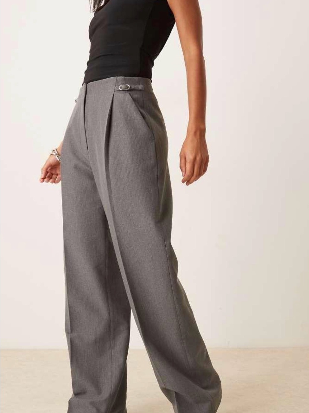 Abercrombie & Fitch Sloane Ultra High Waist Adjustable Trouser in Grey Size 25